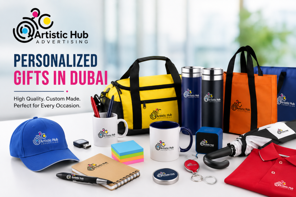 Personalised gifts in Dubai including customised mugs, bags, bottles and corporate gift items