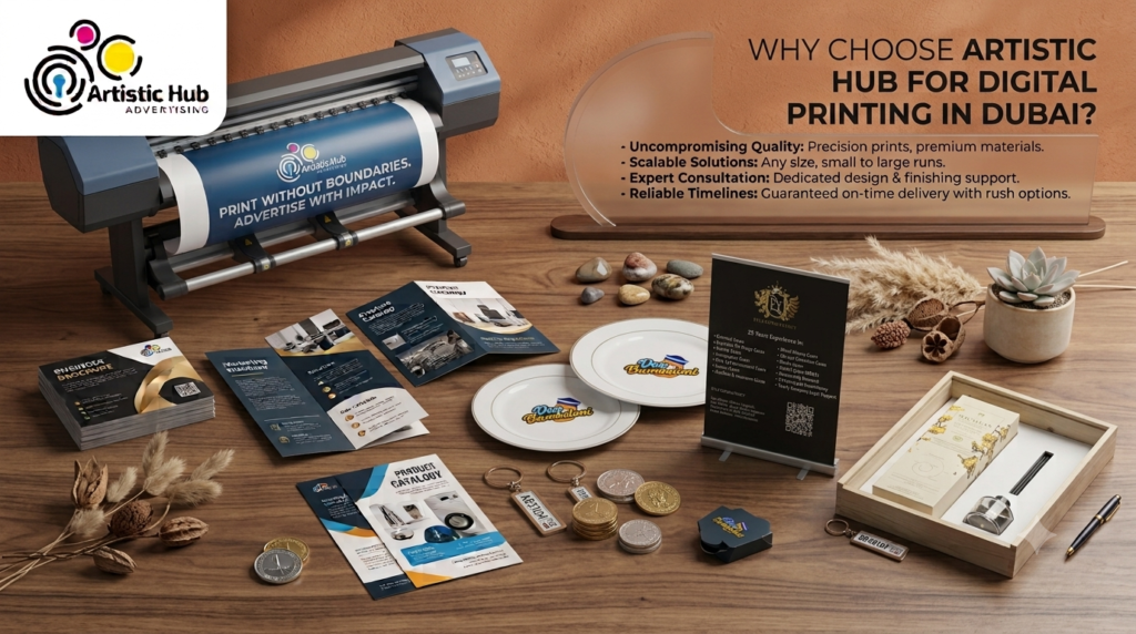 Digital printing production for business graphics in Dubai